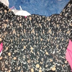 SHEIN Black Floral Blouse